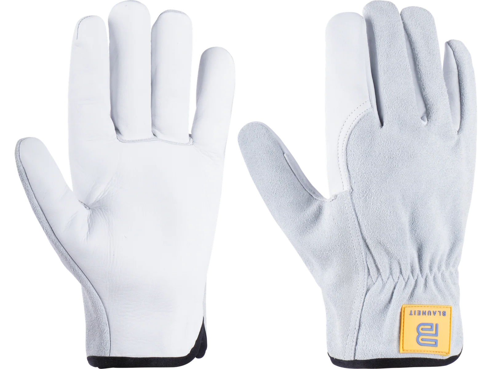 Blauheit cow split rigger gloves with white grain leather palm and grey split leather back