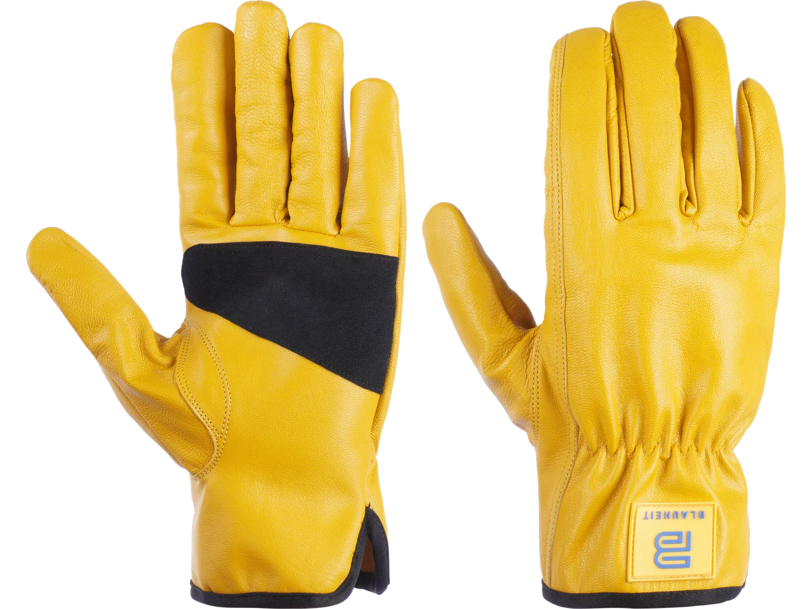 Blauheit yellow goat leather driving gloves with reinforced black palm panel