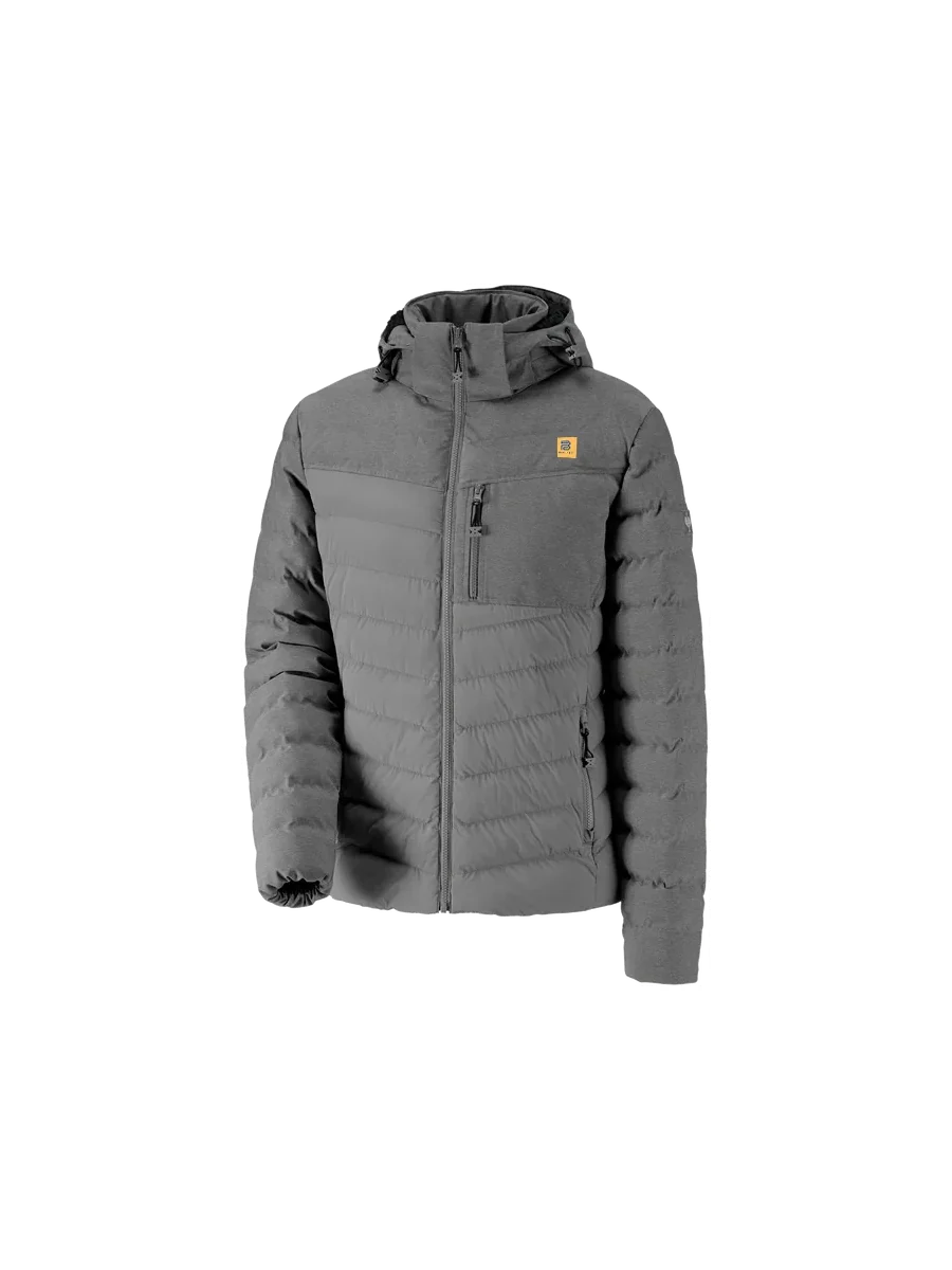 Blauheit grey quilted insulated winter work jacket with hood and zipped chest pocket