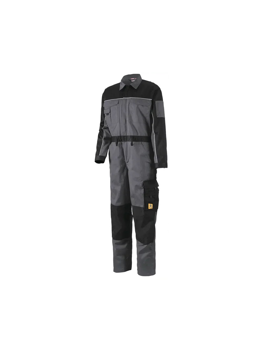 Blauheit grey and black mechanics overall with reflective piping and cargo pocket