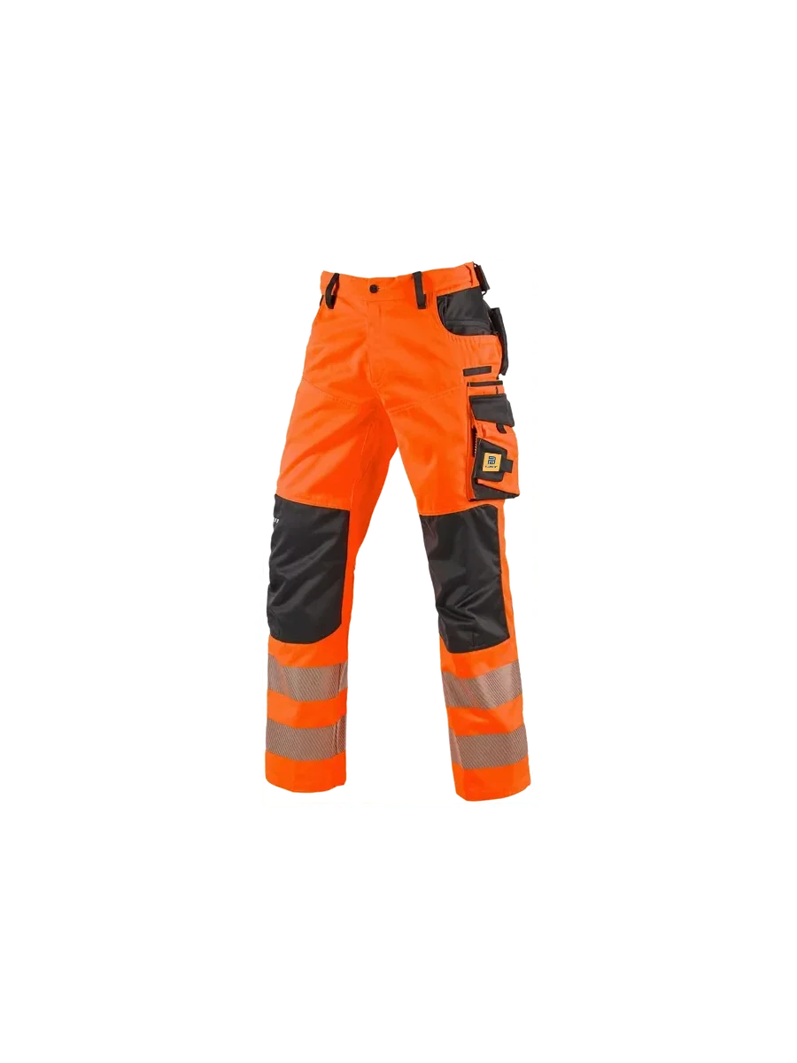 Blauheit orange high-visibility work trousers with reflective bands and holster pockets